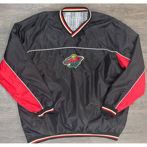 Minnesota Wild NHL Hockey Pullover V Neck Windbreaker Mens 3XL Reversible Jacket - Picture 1 of 9